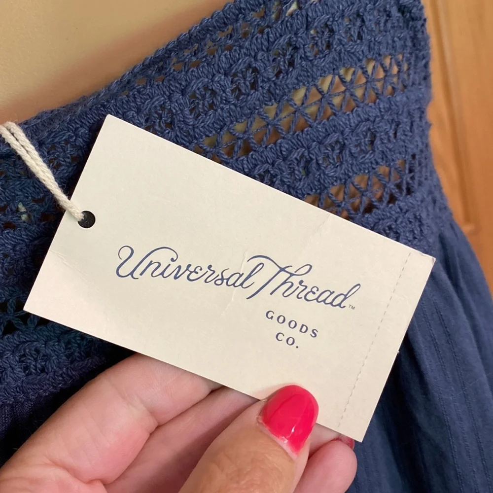 Universal Thread blue pheasant style crepe sun dress with fun top/strap … - Picture 5 of 9